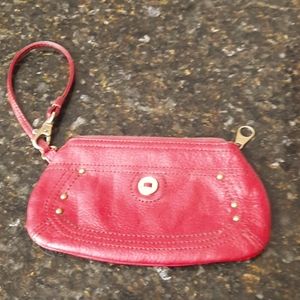 Stone Mountain red leather small clutch purse wristlet.  Great condition.